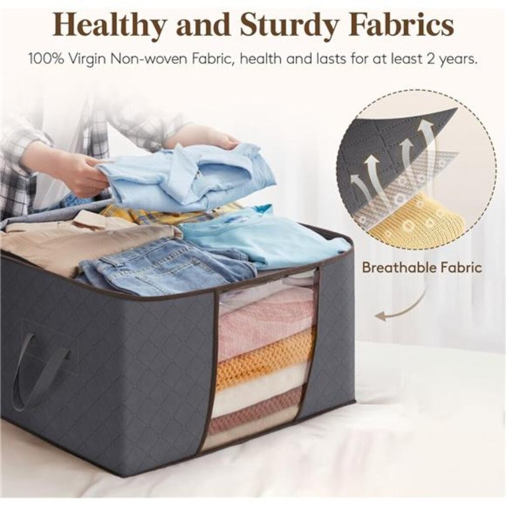 6 Pack Clothes Storage, Foldable Storage and Organization, Storage Bins with Lid - Picture 4 of 7